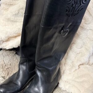 Frye Black Tall Leather Riding Boots